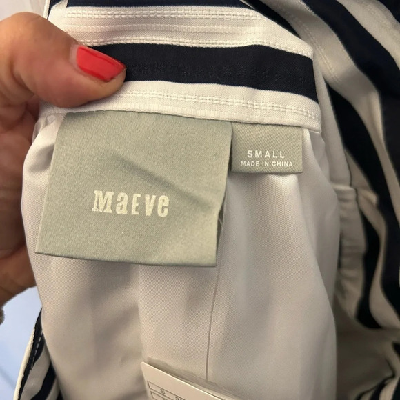 Anthropologie Maeve High Seas Navy White Striped Skirt - Picture 4 of 5